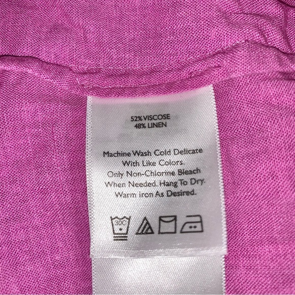 Eddie Bauer Viscose Linen Sleeveless Bubblegum Top Blouse Medium Tall - Picture 5 of 5